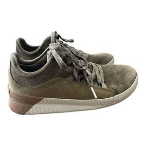 Sorel Out N About Waterproof Lace Up Suede Sneakers Green Women’s Size 8.5